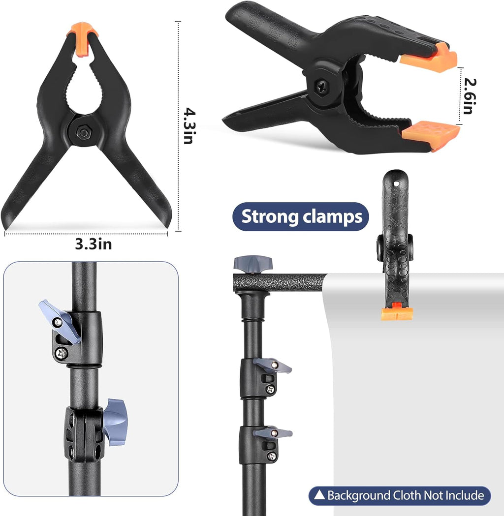 Photo Backdrop Stand System Kit, 7 x 10 ft Adjustable with Clamps, Crossbars, Sandbags, Carrying Bag A95204