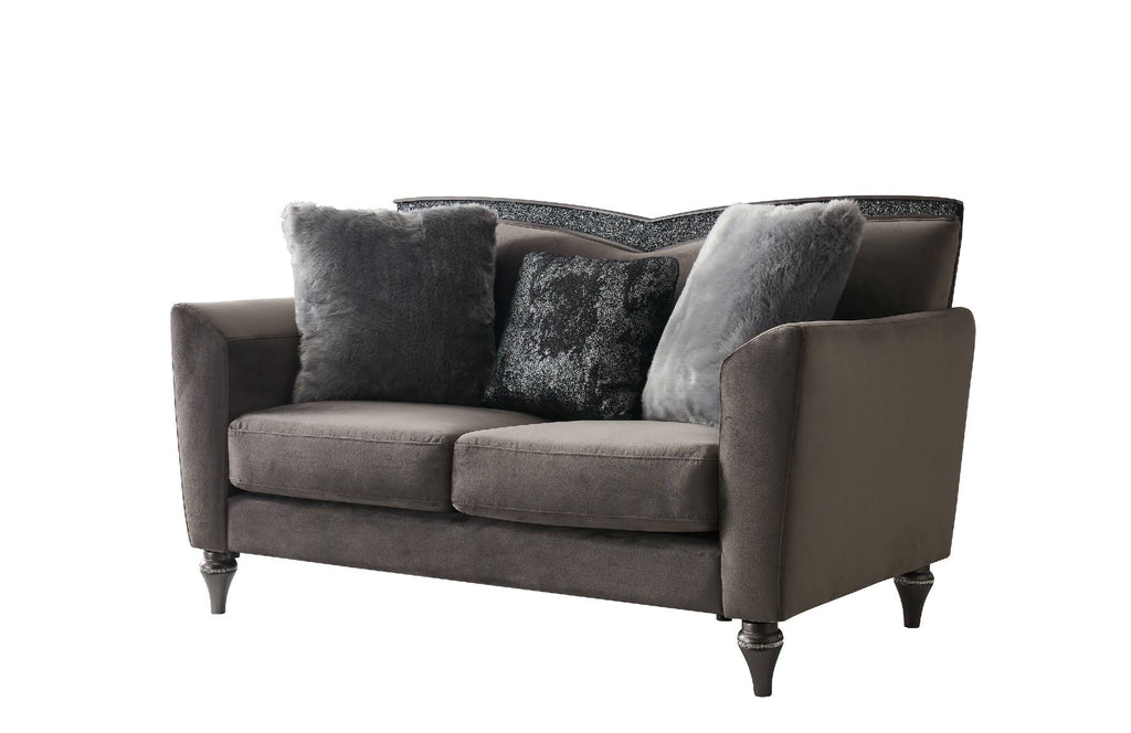 Grey Velvet Loveseat I36174
