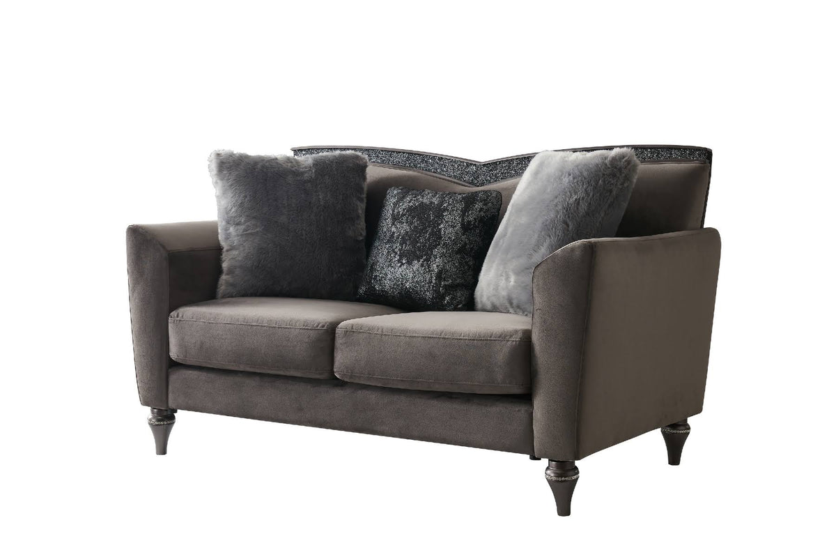 Grey Velvet Loveseat I36174