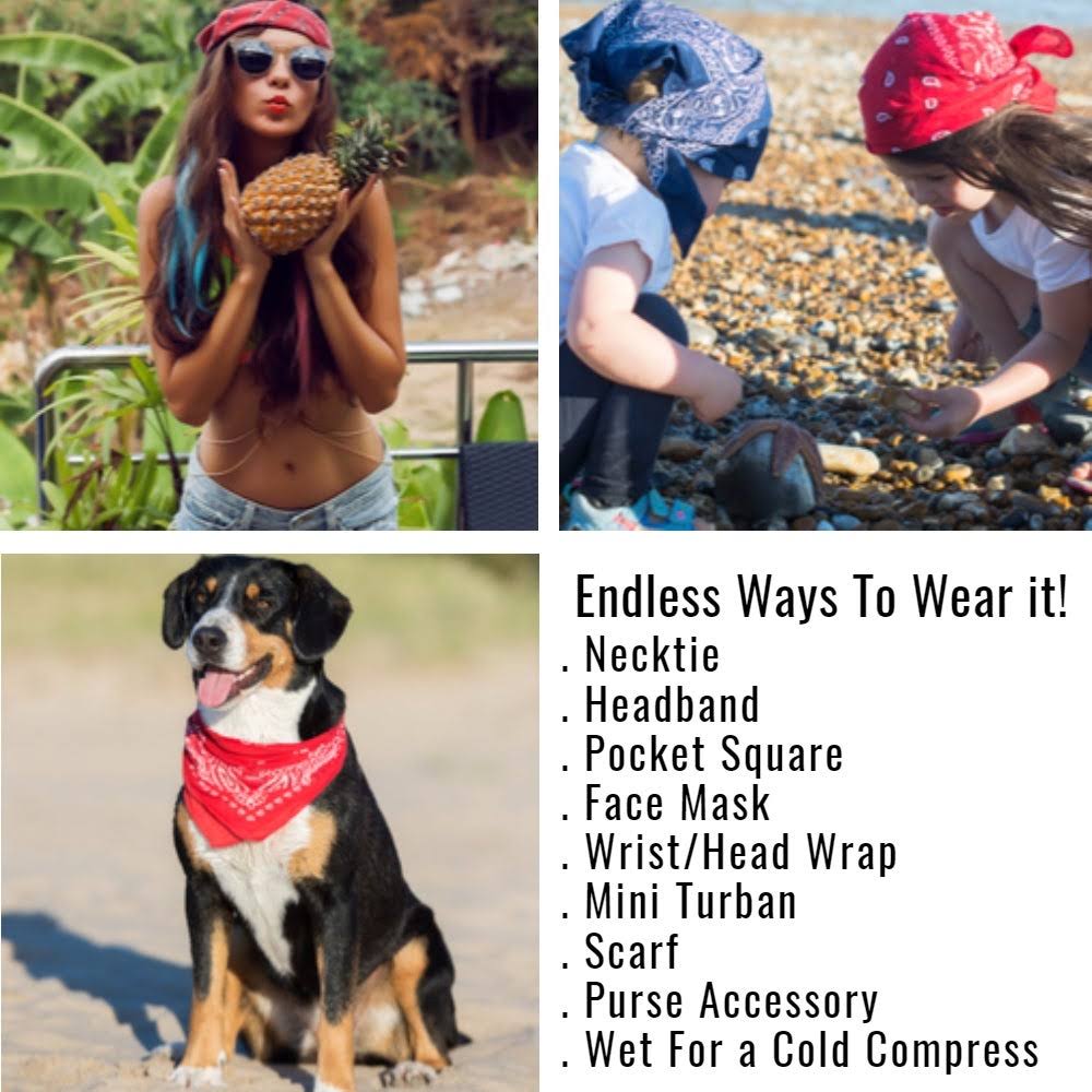 96 Pack 100% Cotton Double Sided Paisley Bandanas Y999