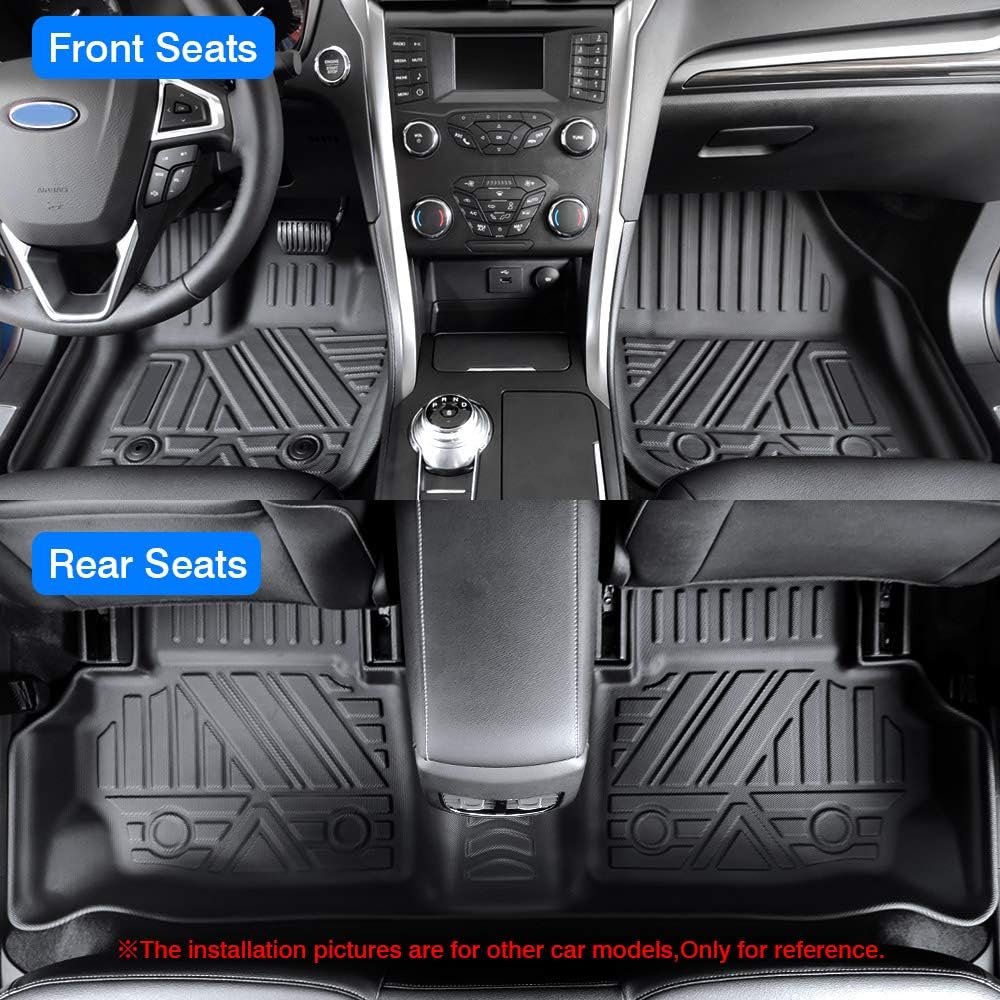 Custom Fit All Weather Floor Mats 1st & 2nd Row Black Non-Slip Y192