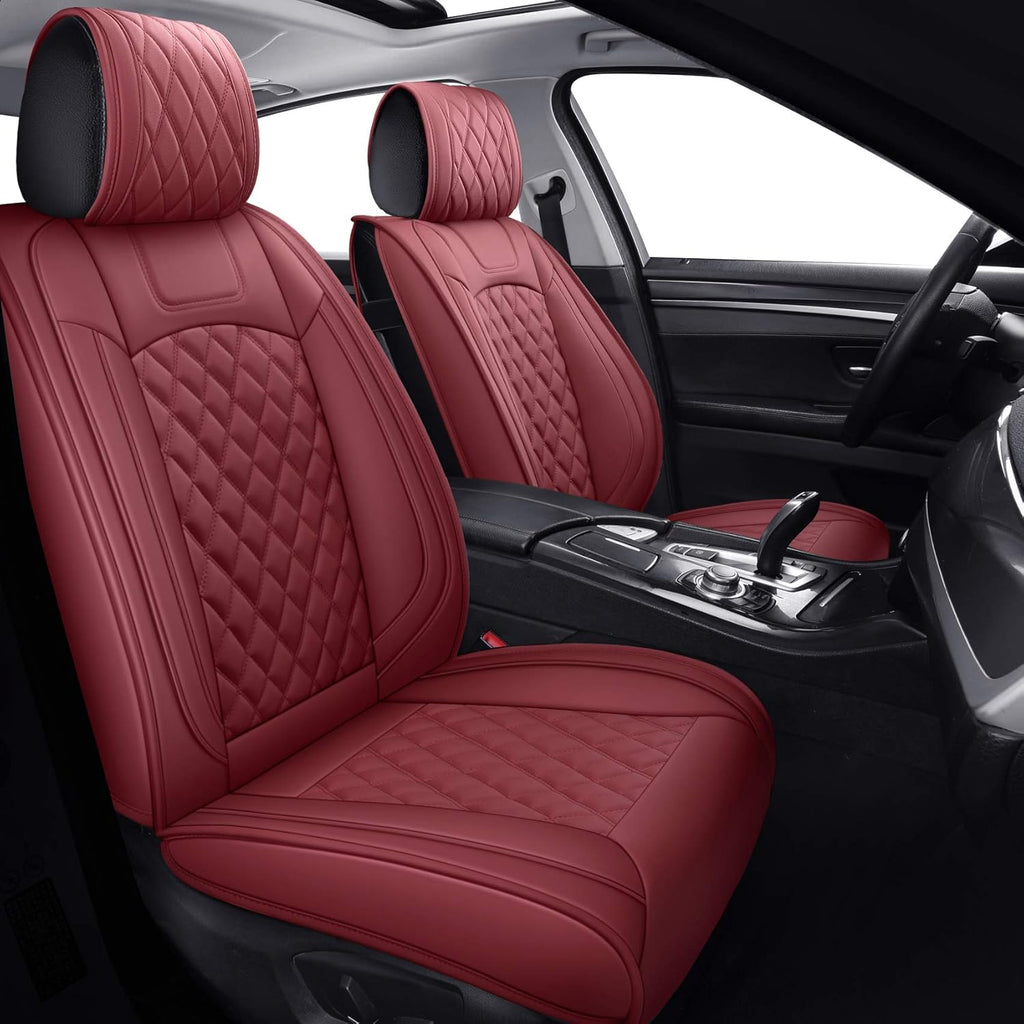 Waterproof Faux Leather Car Seat Covers Full Set Black-Red Z928463