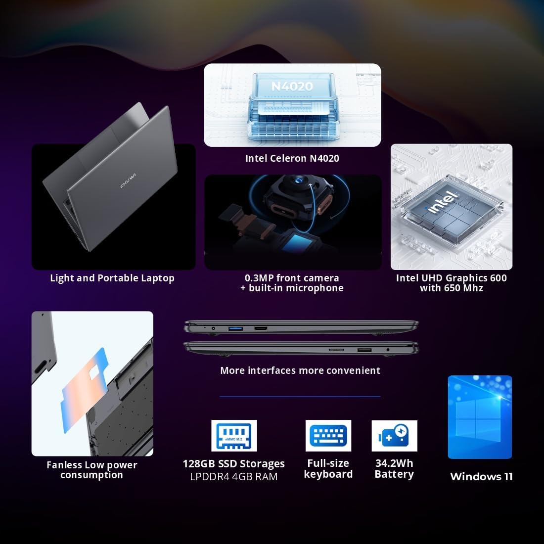 11.6" Touchscreen Laptop, 128GB SSD, 4GB RAM X2509