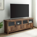 70 Inch Rustic Oak Glass and Wood TV Stand H386