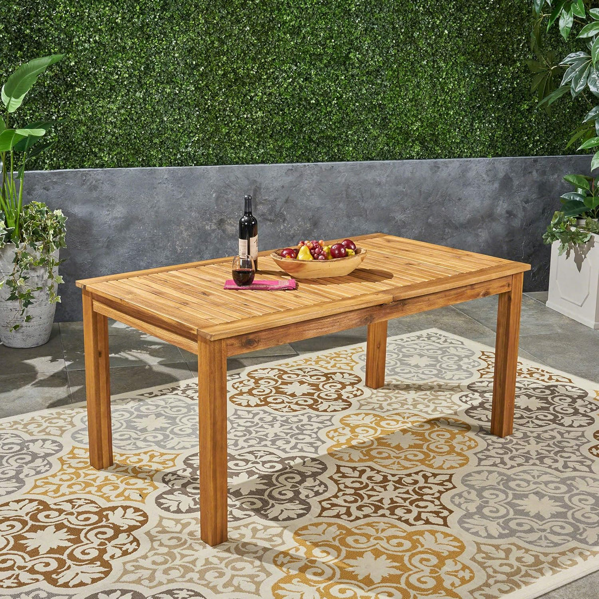 Acacia Wood Expandable Outdoor Dining Table Y72882