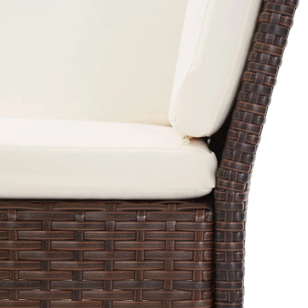 6 Piece White Cushioned Brown Poly Rattan Patio Sectional Set P87995