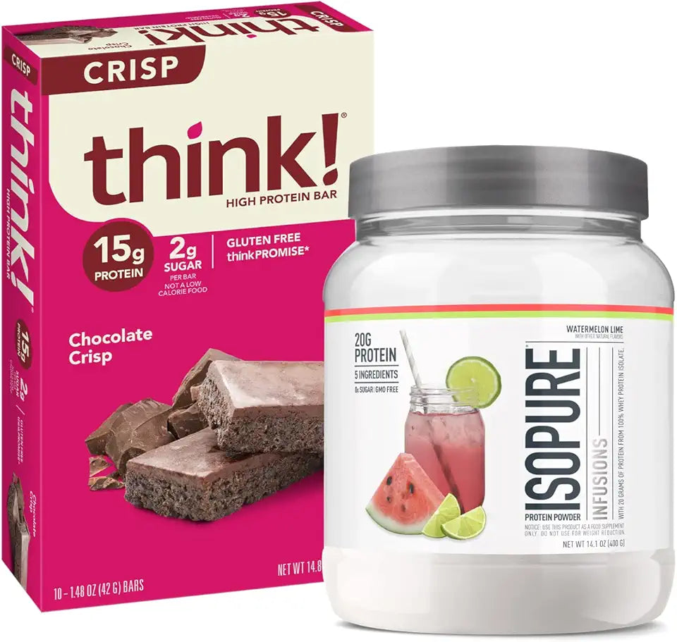 Watermelon Lime Whey Protein Isolate 16 Servings and Chocolate High Protein Bars 10 Bars V50367