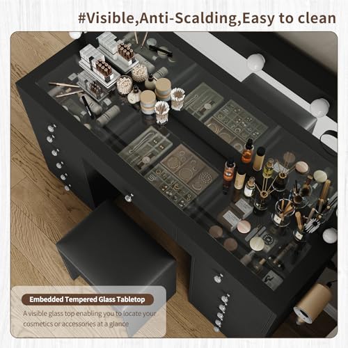 55'' Makeup Vanity with Lighted Mirror and Chair A489