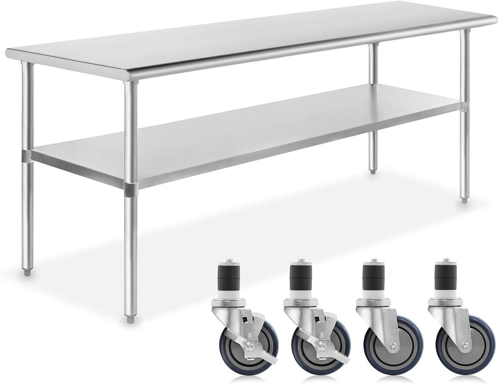 Stainless Steel Commercial Work Table with 4 Casters 48 in. x 24 in. L7100