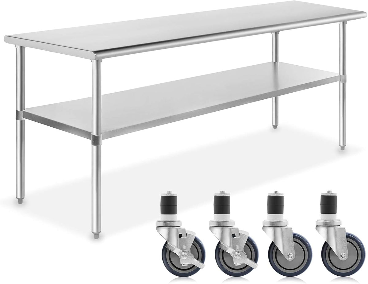 Stainless Steel Commercial Work Table with 4 Casters 48 in. x 24 in. L7100