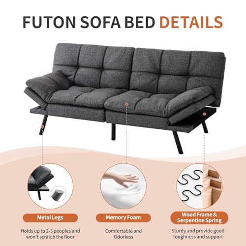 Black Memory Foam Convertible Sofa Bed F71660