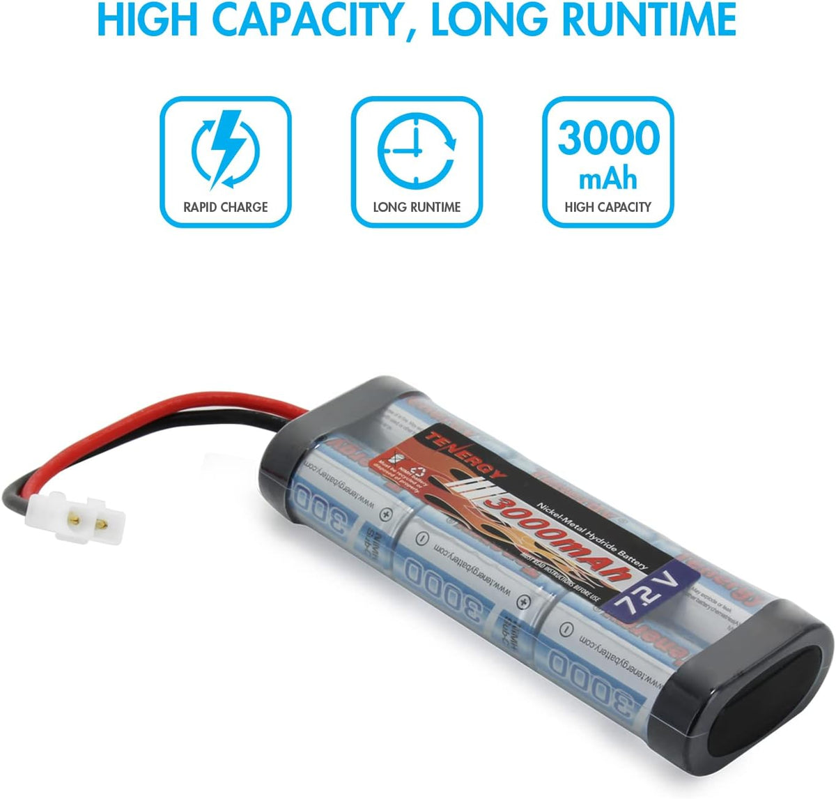 2 Pack 7.2V 3000mAh Flat NiMH Battery Packs with Smart Charger F323