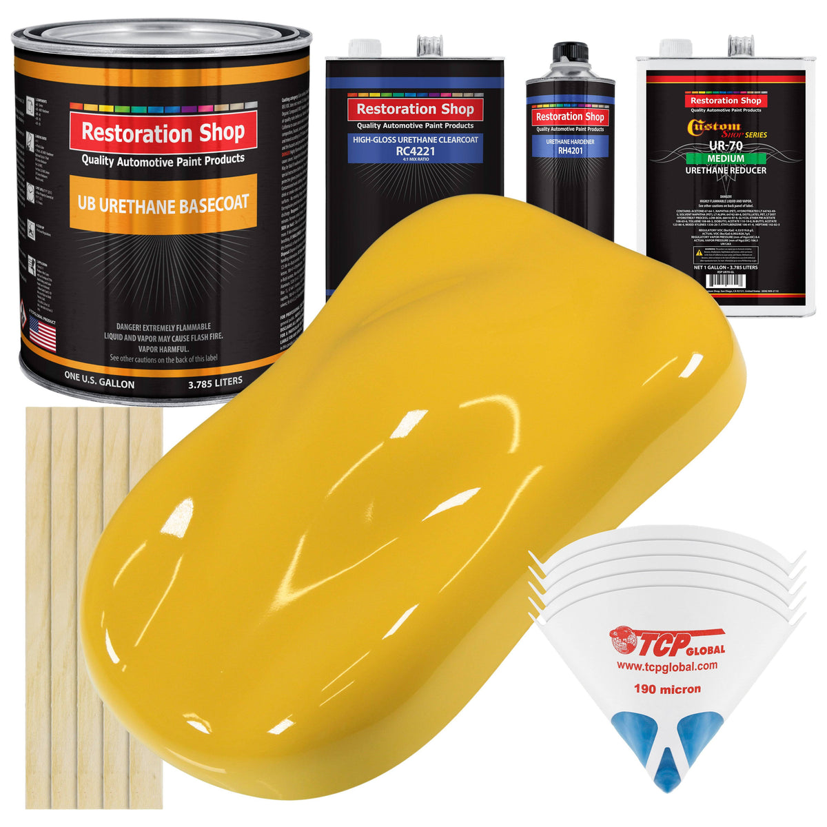 Yellow Urethane Basecoat Clearcoat Auto Paint Medium Gallon Kit F693850
