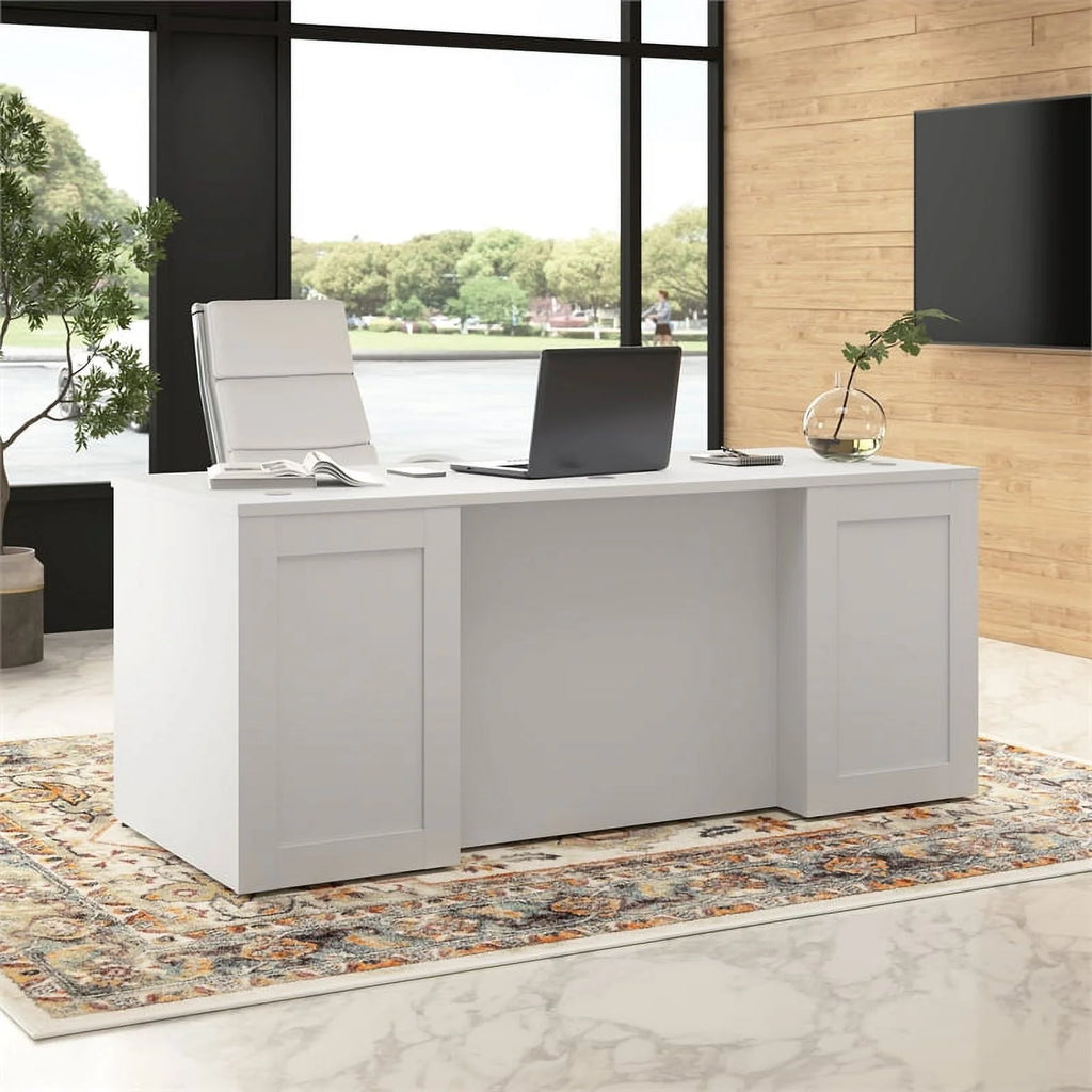 White Engineered Wood Executive Desk H736