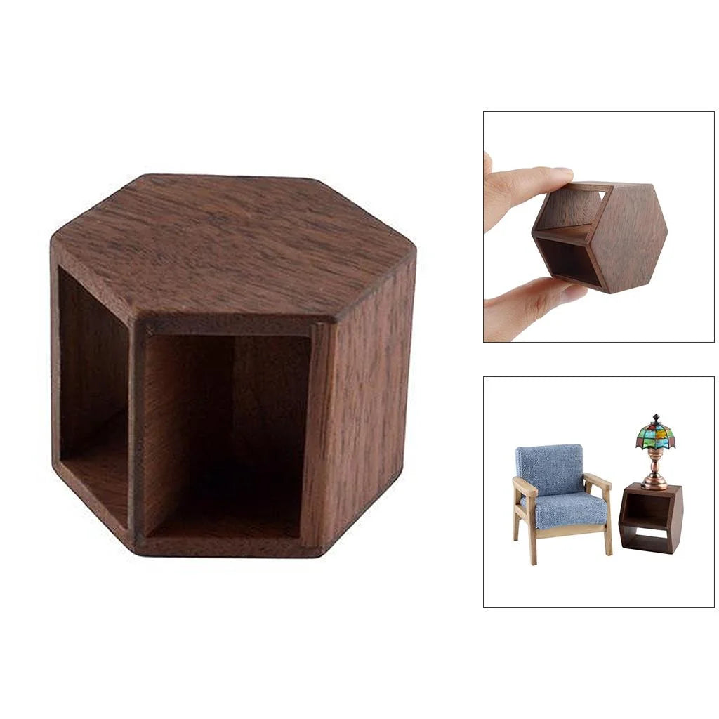 Miniature Walnut Wood End Table Dollhouse F508471