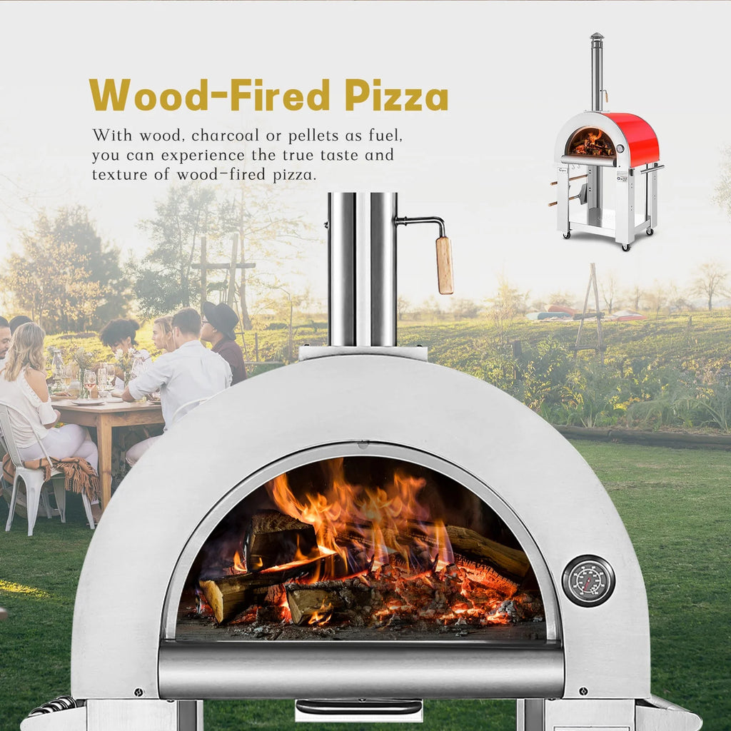Wood Burning Outdoor Pizza Oven in Stainless Steel S9694