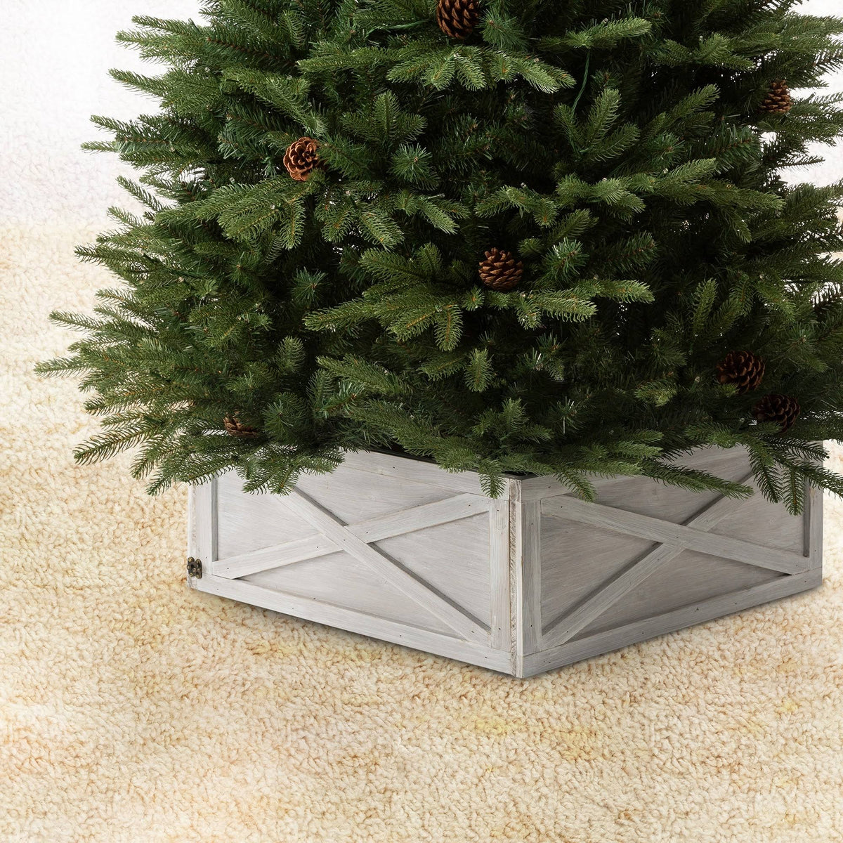 Brown Wooden Christmas Tree Collar Q944204