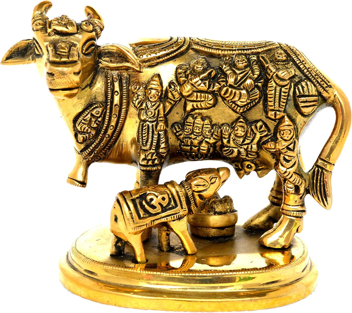 Cow with Calf Idol Showpiece, Brass, Pack of 2 I532523