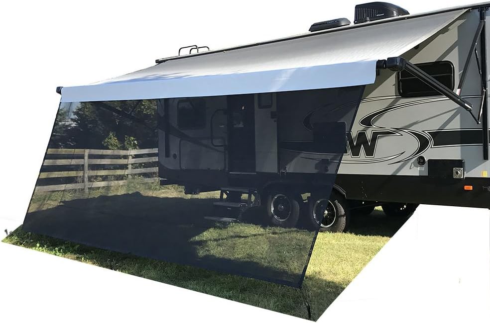 RV Awning Shade Screen 7'X13'3'' Blue Sunshade Camping Trailer UV Sun Blocker Complete Kits E6287