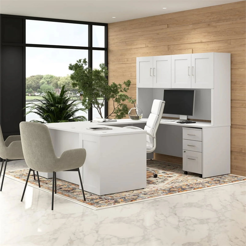 White Engineered Wood Executive Desk H736