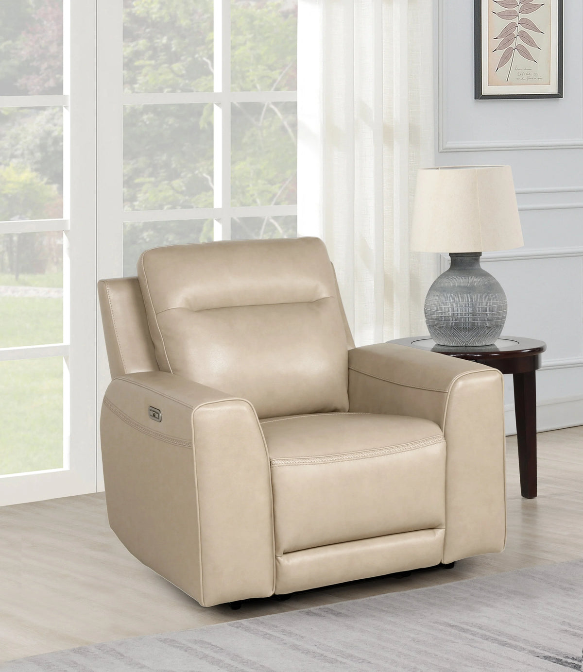 Tan Leather Power Reclining D57480