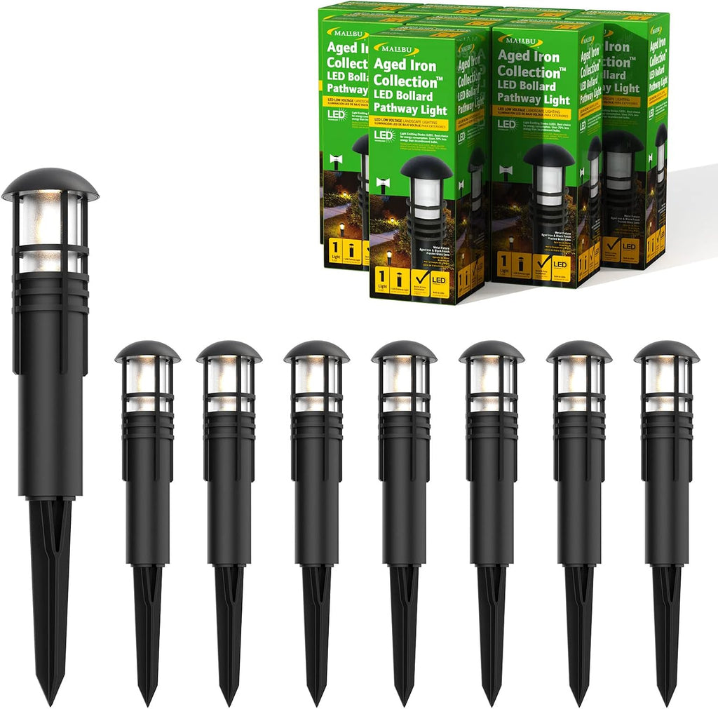 Black 8 Pack LED Bollard Pathway Light H626244
