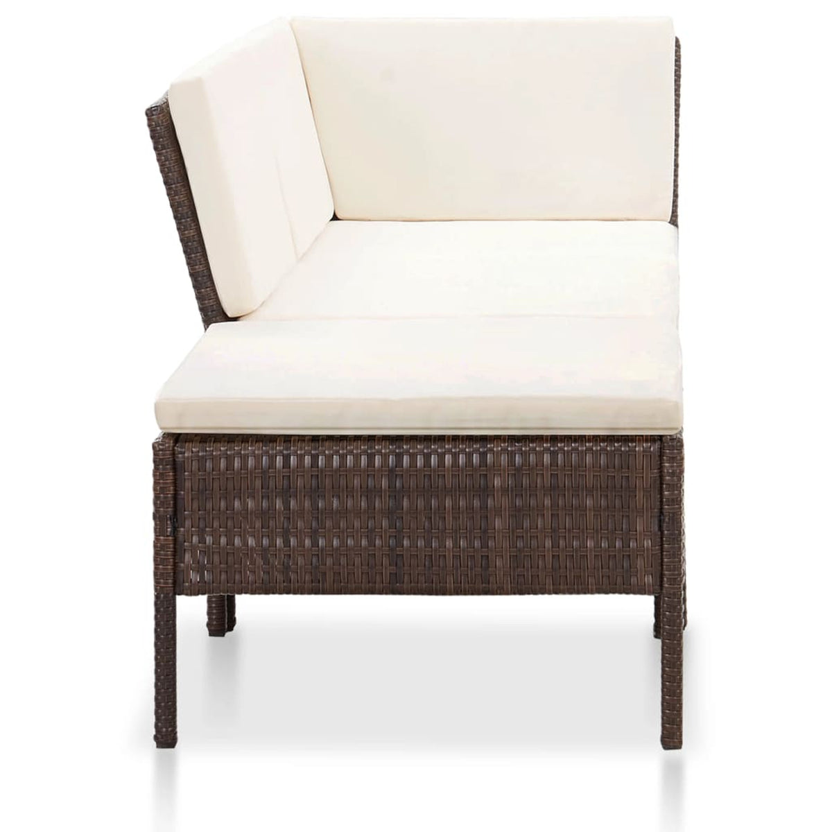 3 Piece Brown Poly Rattan Patio Conversation Sofa Set O526