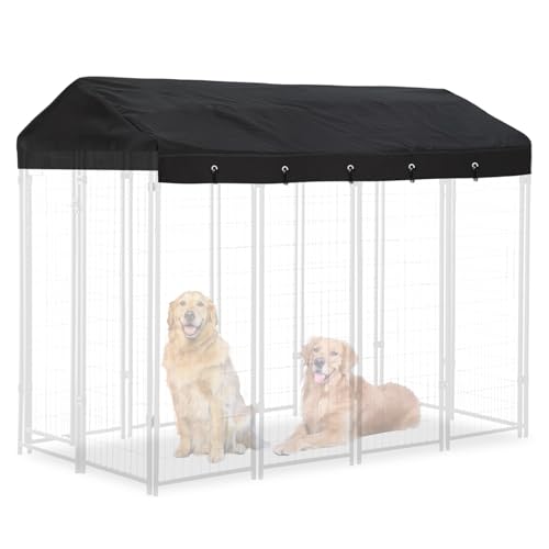 Black Waterproof Outdoor Dog Kennel Cover with PVC Window and Mesh N18415