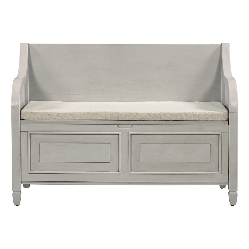 Solid Wood Storage Bench with Removable Cushion K840880