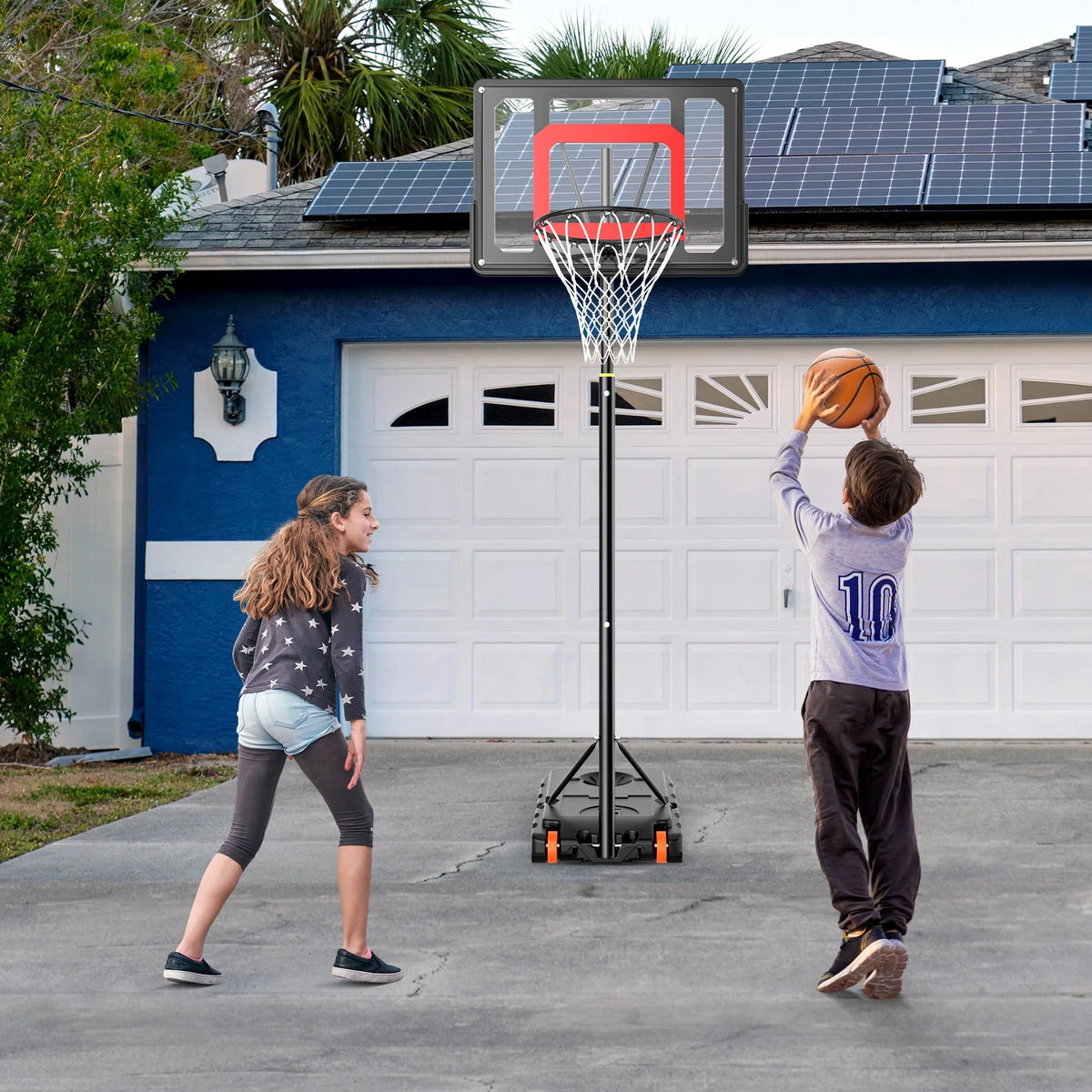 Adjustable Portable Basketball Hoop with 33 Shatterproof Backboard R395