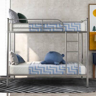 Twin Over Twin Standard Bunk Bed Frame Silver F9261