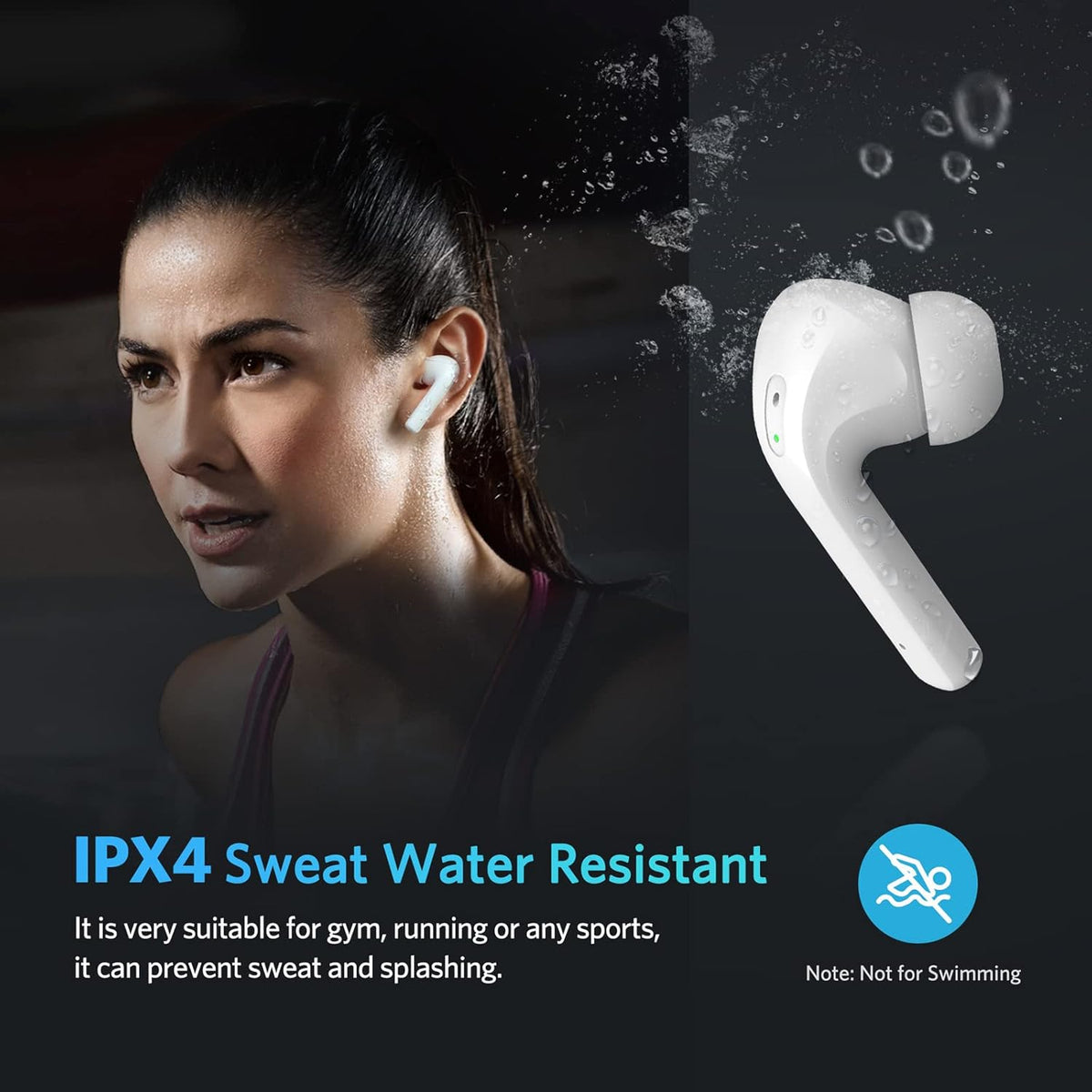 Bluetooth Noise Cancelling True Wireless Earbuds White D513