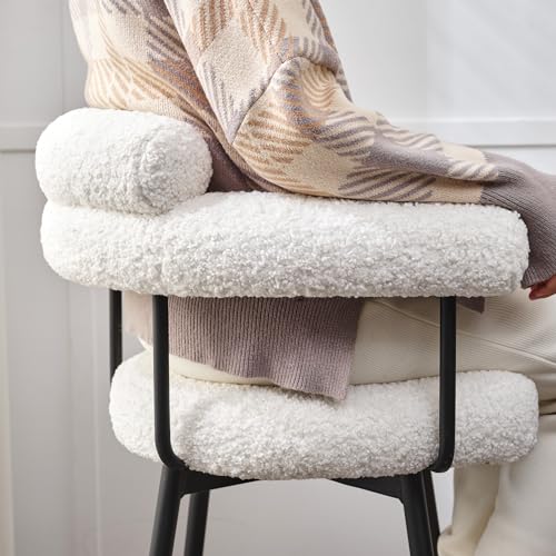 Beige Fabric Swivel Counter Stools Set of 2 with Metal Leg J67410