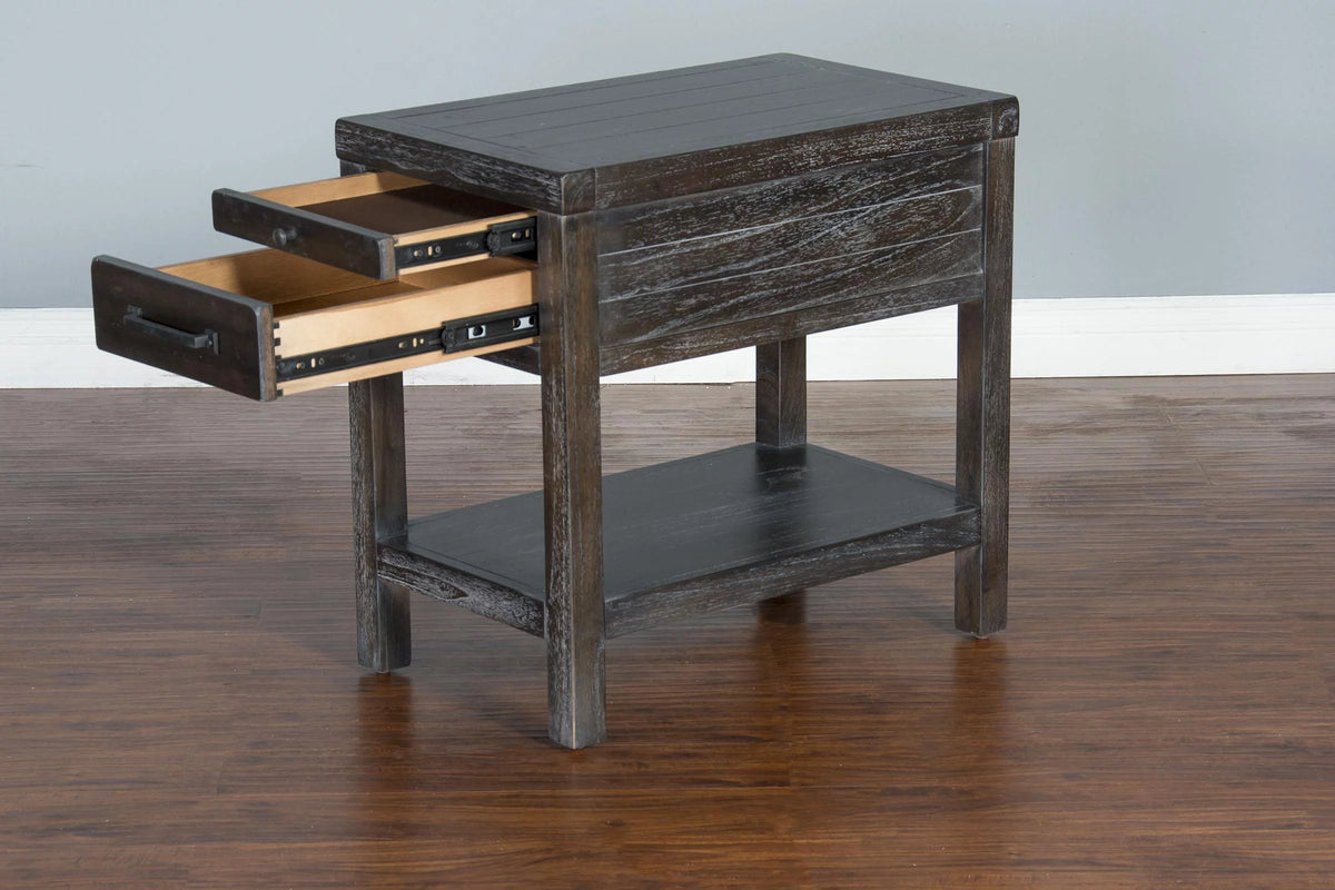 16" Mindi Wood Chair Side Table in Dark Brown Q1953