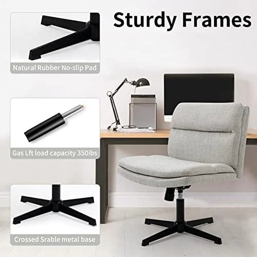 White Faux Leather Armless Swivel Desk Chair L942