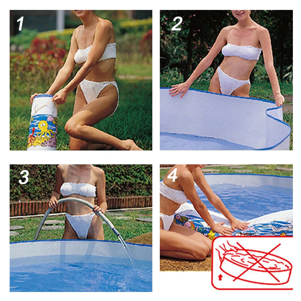 Portable Inflation-free Hard Folding Round Swimming Pool 48 x 9.8in X927