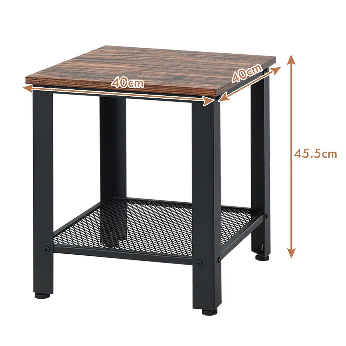 Black 2-Tier Side Table with Storage Shelf V7766