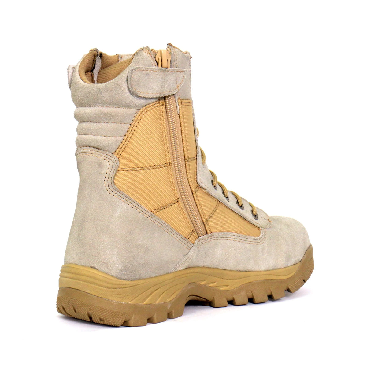 Tan Leather Lace Up Boots with Zippers B4706