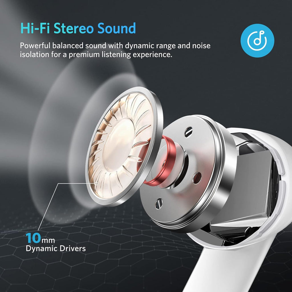 Bluetooth Noise Cancelling True Wireless Earbuds White D513