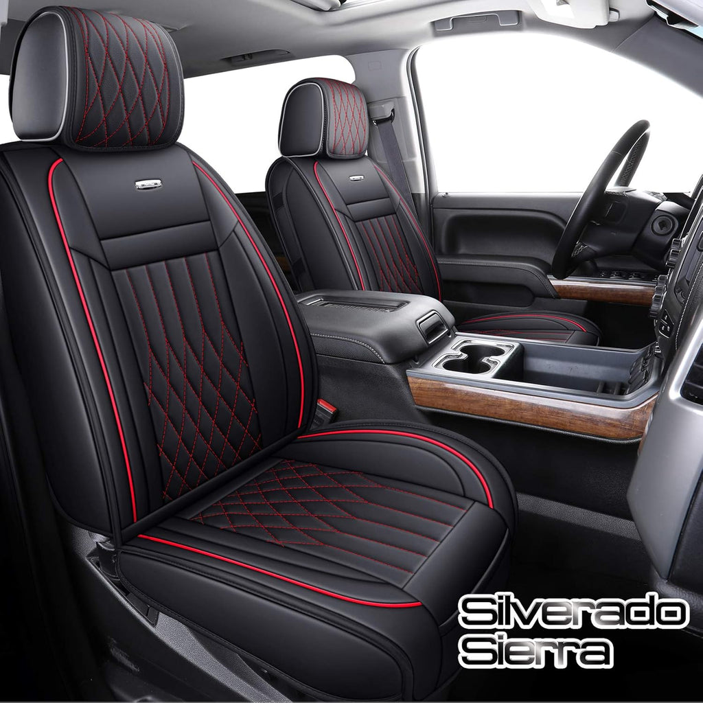 Black and White Waterproof Faux Leather Car Seat Covers Front Pair V305