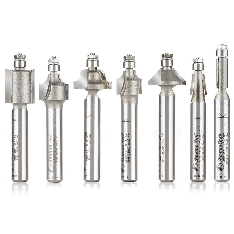 7-pc Miniature Router Bit Pack with 1/4" Shanks N669