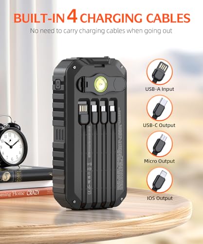 40000mAh Solar Power Bank with 4 Cables and Hand Crank X1780