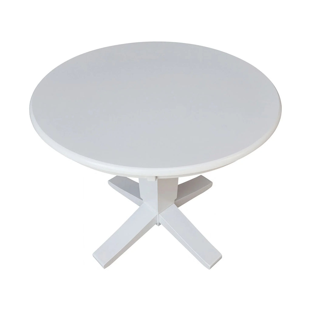36" Round Solid Wood Pedestal Dining Table in White T65590