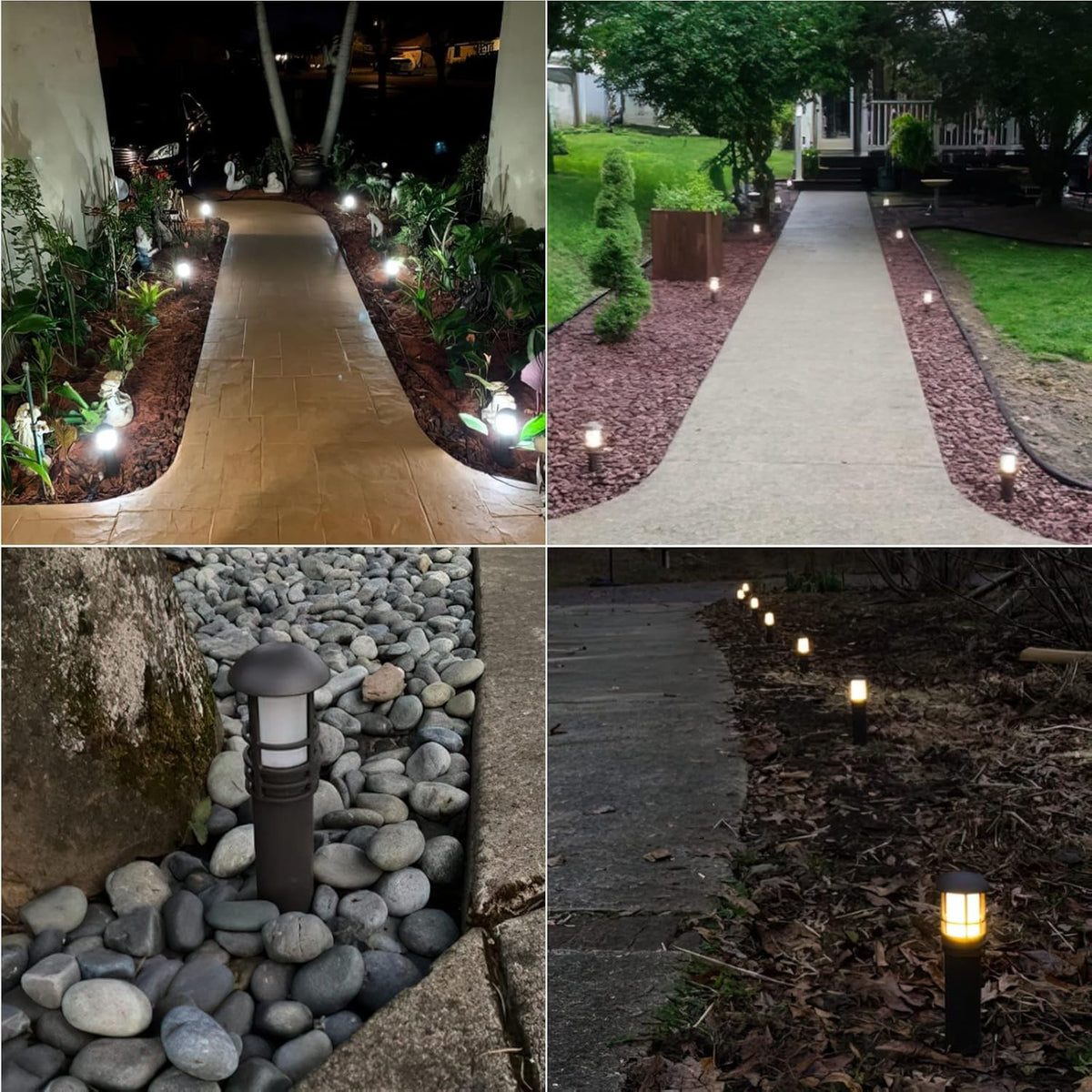 Black 8 Pack LED Bollard Pathway Light H626244