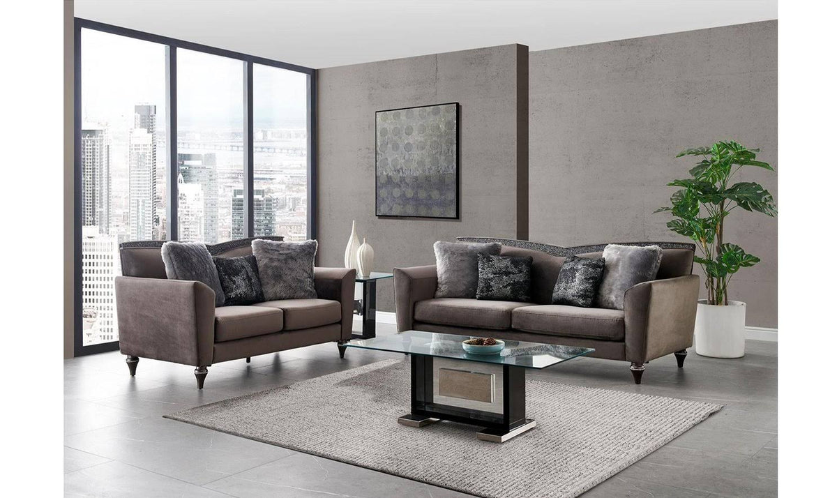 Grey Velvet Loveseat I36174