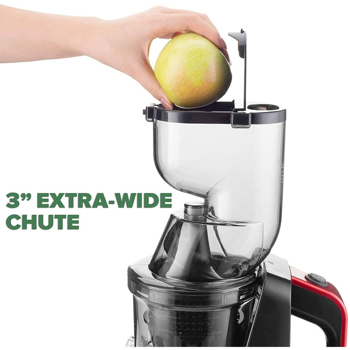 Red Slow Masticating Juicer with Wide Chute Q7422