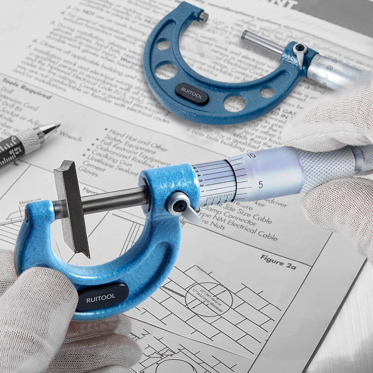 Outside Micrometer Set 0-4inch Range 0.0001" Graduation with Standards, Ratchet Stop, Carbide Heads 4Pcs J4141