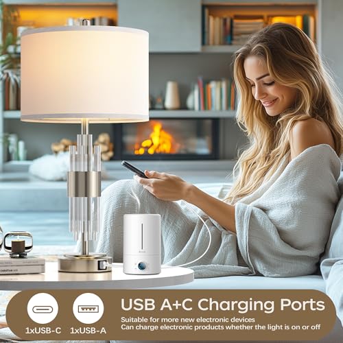 Gold Table Lamp with USB A+C Ports Set of 2 M9807