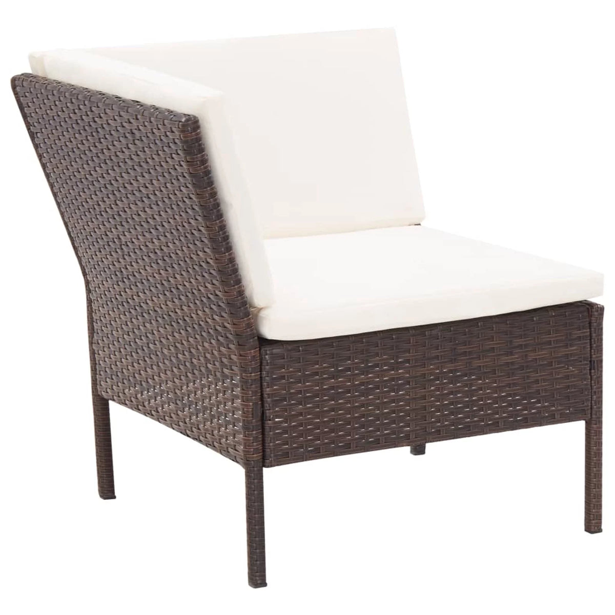 6 Piece White Cushioned Brown Poly Rattan Patio Sectional Set P87995