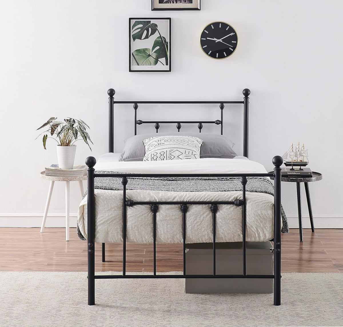 Twin Size Metal Platform Bed Frame with Headboard and Footboard A688